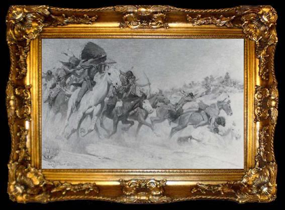 framed  William Herbert Dunton The Custer Fight, ta009-2